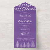 Winterhochzeit mit Bäumen und Lichtern All In One Einladung (Innen Boden)