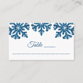 Winterhochzeit mit blauem Snowflake Platzkarte
