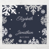 Winterhochzeit mit blauen Schneeflocken Schaumweinetikett (Einzelnes Label)