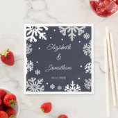 Winterhochzeit mit blauen Schneeflocken Serviette (Beispiel)