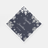 Winterhochzeit mit blauen Schneeflocken Serviette (Ecke)