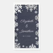Winterhochzeit mit blauen Schneeflocken Serviette (Vorderseite)