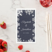 Winterhochzeit mit blauen Schneeflocken Serviette (Beispiel)