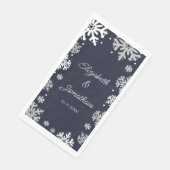 Winterhochzeit mit blauen Schneeflocken Serviette (Ecke)