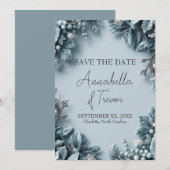 Winterhochzeit mit Frostblumen Save The Date (Vorne/Hinten)