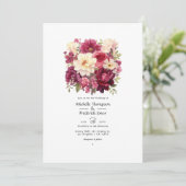 Winterhochzeit mit Garnet und Creme Einladung (Stehend Vorderseite)