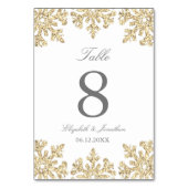 Winterhochzeit mit Gold Snowflake Tischnummer (Rückseite)