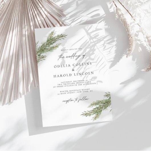 Winterhochzeit mit Minimalistischem Pine Tree Einladung