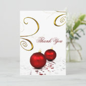 Winterhochzeit mit roten Ornamenten Danke Karten (Stehend Vorderseite)