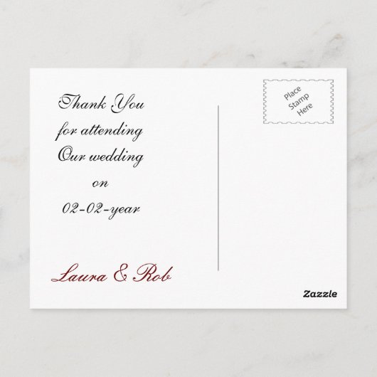 Winterhochzeit mit roten Ornamenten Danke Karten (Rückseite)