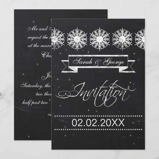 Winterhochzeit mit Schneeflocken Einladung (Vorne/Hinten)