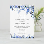 Winterhochzeit mit weißer Navy Blue Watercolor Einladung (Stehend Vorderseite)