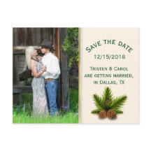 Winterhochzeit Pine Cones Save the Date Postkarte