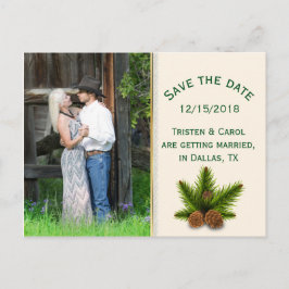 Winterhochzeit Pine Cones Save the Date Postkarte