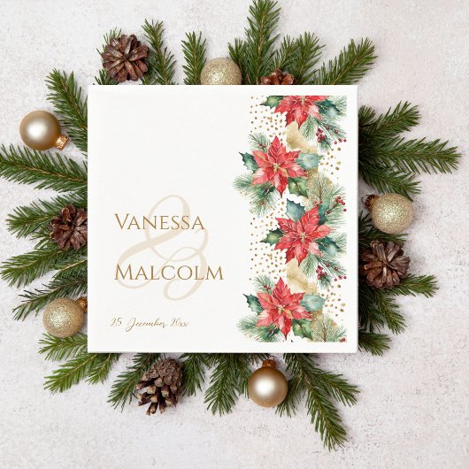 Winterhochzeit Poinsettia Goldvorlage Serviette