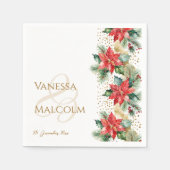 Winterhochzeit Poinsettia Goldvorlage Serviette (Vorderseite)