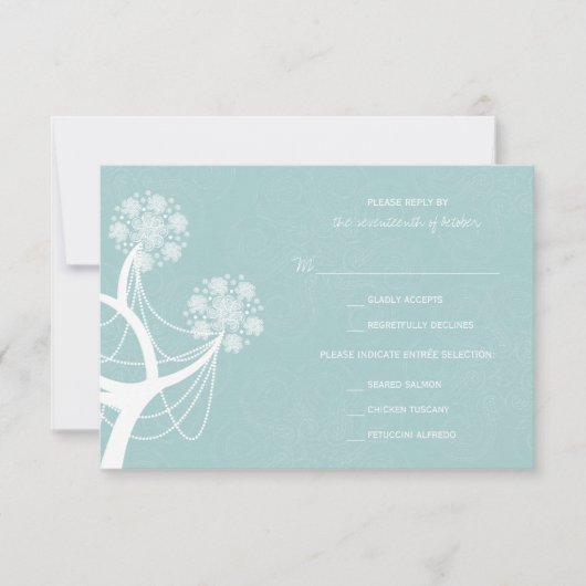 Winterhochzeit RSVP-Karte für schneebedeckte Blume RSVP Karte (Vorderseite)