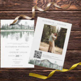 Winterhochzeit | Rustikale Berge | QR-Code Einladung