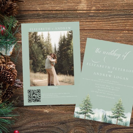 Winterhochzeit | Rustikale Berge | QR Code Invita Einladung