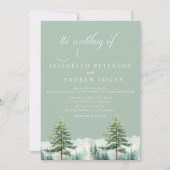 Winterhochzeit | Rustikale Berge | QR Code Invita Einladung (Vorderseite)