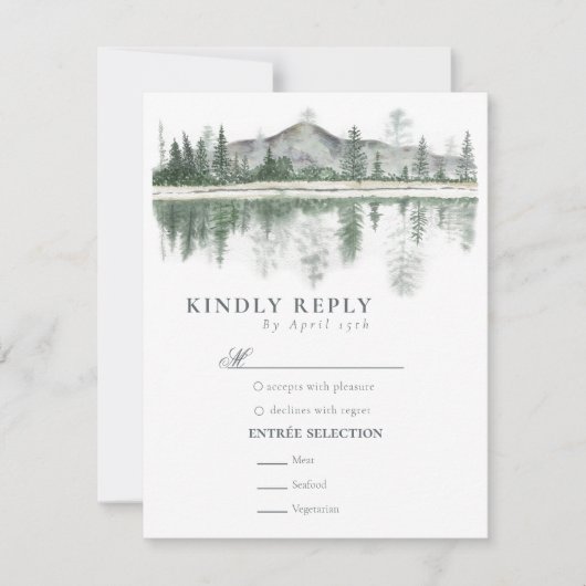 Winterhochzeit | Rustikale Berge RSVP Karte (Vorderseite)