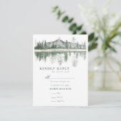 Winterhochzeit | Rustikale Berge RSVP Karte (Stehend Vorderseite)