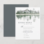 Winterhochzeit | Rustikale Berge RSVP Karte (Vorne/Hinten)