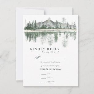 Winterhochzeit   Rustikale Berge  RSVP Karte