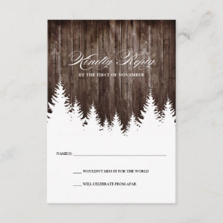 Winterhochzeit Rustikale Holz-Antwort RSVP-Karte Einladung