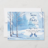 Winterhochzeit Save the Date Bäume Rabbits (Vorderseite)