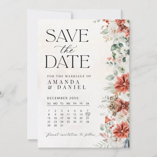 Winterhochzeit Save The Date Karte (Vorderseite)