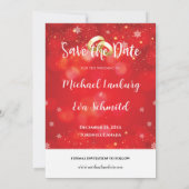 Winterhochzeit Save the Date mit Red Snowflake Einladung (Rückseite)