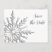 Winterhochzeit Save the Date mit Snowflake Ankündigungspostkarte (Vorderseite)