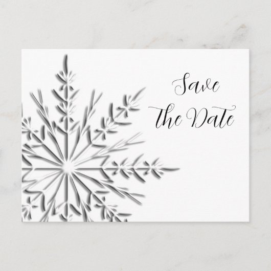 Winterhochzeit Save the Date mit Snowflake Ankündigungspostkarte (Vorderseite)