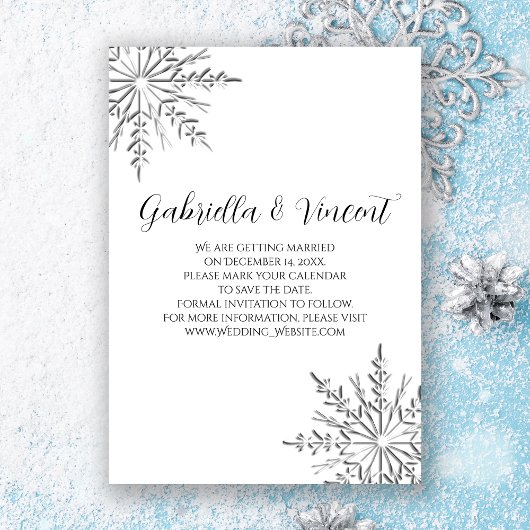 Winterhochzeit Save the Date mit Snowflake Einladung