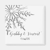 Winterhochzeit Save the Date mit Snowflake Magnet (Vorne)