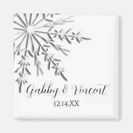 Winterhochzeit Save the Date mit Snowflake Magnet
