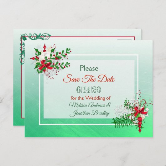 Winterhochzeit Save the Date Postkarte (Vorne/Hinten)