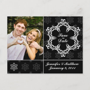 Winterhochzeit Save the Date Postkarte - B&W