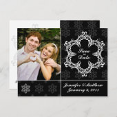 Winterhochzeit Save the Date Postkarte - B&W (Vorne/Hinten)