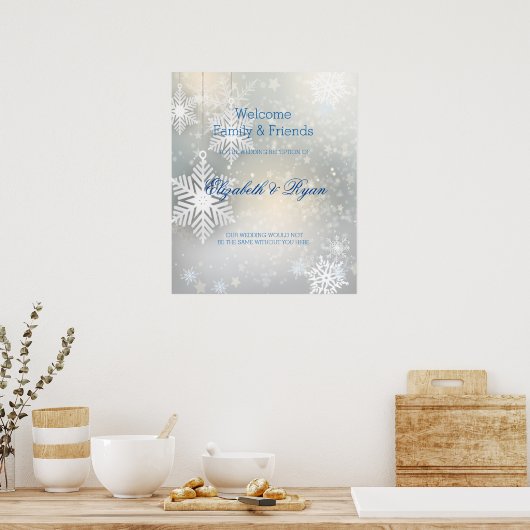 Winterhochzeit, Schneeflocken, maßgeschneidertes W Poster (Küche)