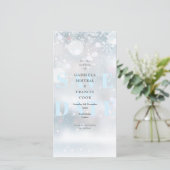 Winterhochzeit Schneeflocken Save The Date (Stehend Vorderseite)