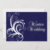 Winterhochzeit, Schneeflocken und Sterne Einladung (Vorderseite)