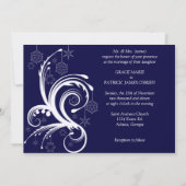 Winterhochzeit, Schneeflocken und Sterne Einladung (Rückseite)