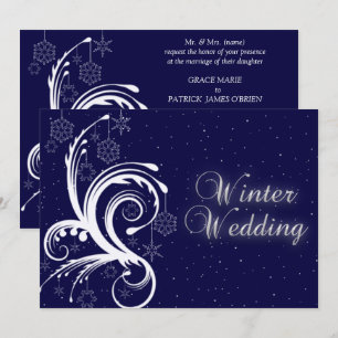 Winterhochzeit, Schneeflocken und Sterne Einladung
