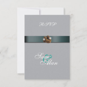 Winterhochzeit Schneeflocken Zapfen RSVP Karte