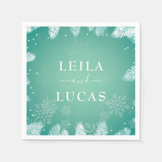 Winterhochzeit Serviette (Vorderseite)