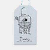 Winterhochzeit Skifahren Geschenkanhänger (Vorderseite)