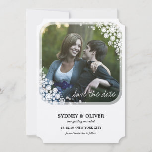 Winterhochzeit - Snowflakes Save the Date Einladung