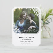 Winterhochzeit - Snowflakes Save the Date Einladung (Stehend Vorderseite)